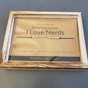 I Love Nerds Morse Code Handmade Bracelet in Wooden Box